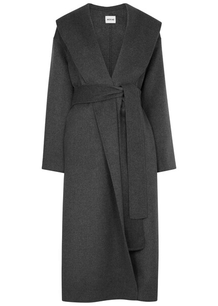  Aexae Wool-blend Wrap Coat - Grey - S (uk8-10 / S) 
