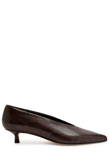  Aeyde Clara 35 Python-effect Leather Pumps - Brown 