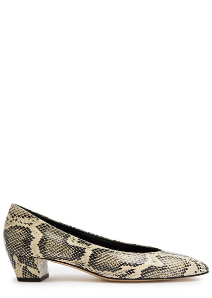  Aeyde Helia 35 Python-effect Leather Pumps - Beige 