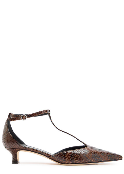  Aeyde Liz 35 Python-effect Leather Pumps - Beige 