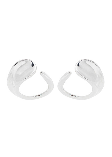  Agmes Marta Sculpted Hoop Earrings - Silver - One Size 
