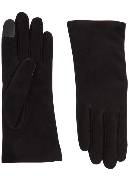  Agnelle Ines Cashmere-lined Suede Gloves - Black - 6.5 (s) 