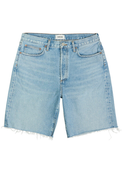  Agolde Anson Frayed Denim Shorts - Light Blue - 34 (w34 / L) 