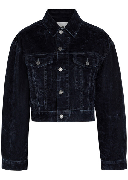  Agolde Radley Cropped Velvet Jacket - Navy - M (uk12 / M) 