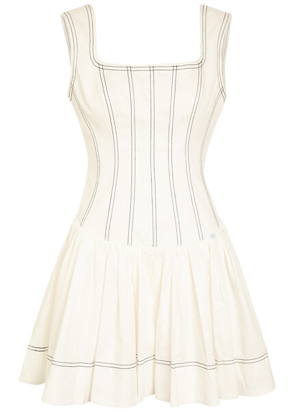  Aje Contrasting Cotton Mini Dress - Ivory - 10 (uk10 / S) 