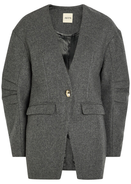  Akyn Harlow Fitted Wool Jacket - Grey - 14 (uk14 / L) 