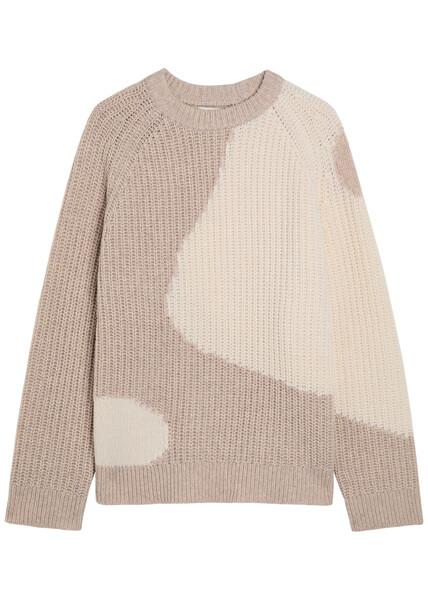  Akyn Remi Colour-blocked Wool Jumper - Cream - M (uk12 / M) 