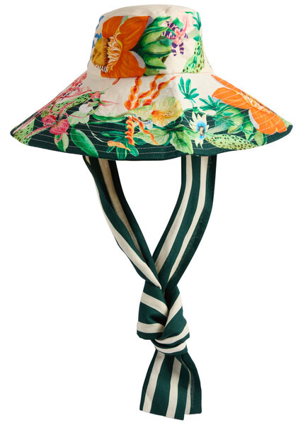 Alemais Aggie Printed Linen Sun Hat - Multicoloured - One Size 