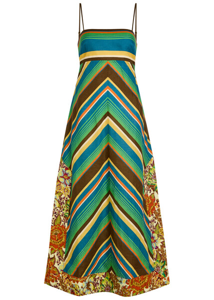 Alemais Charlie Striped Linen Midi Dress - Multicoloured - 12 (uk12 / M) 