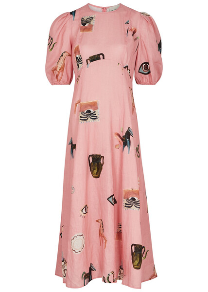  Alemais Cleo Pink Printed Linen Maxi Dress - 6 
