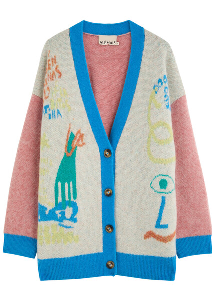  Alemais Nadia Colour-blocked Mohair-blend Cardigan - Multicoloured - M (uk12 / M) 