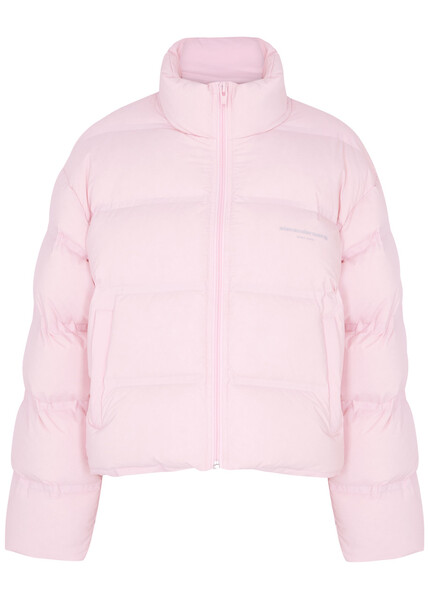  Alexander Wang Cropped Quilted Shell Jacket - Light Pink - M (uk12 / M) 