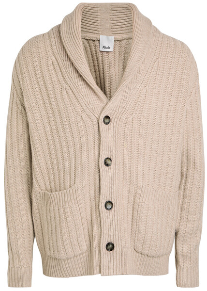  Allude Ribbed Wool And Cashmere-blend Cardigan - Beige - Xxl 
