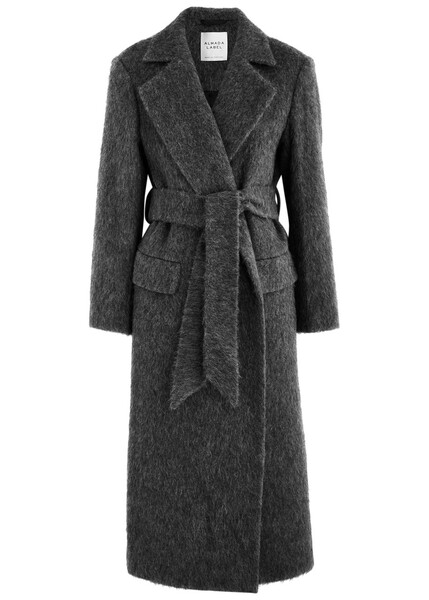  Almada Label Ivy Belted Wool-blend Coat - Grey - L (uk14 / L) 