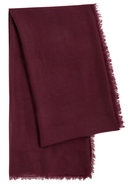  Ama Pure Fringed Cashmere Scarf - Burgundy - One Size 