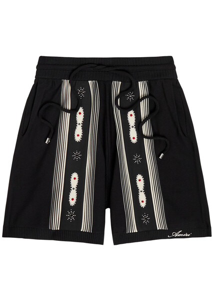  Amiri Striped Embellished Wool-blend Shorts - Black - L 
