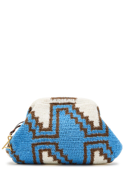  Among Equals Bilum Patterned Wool-blend Clutch - Blue And White - One Size 