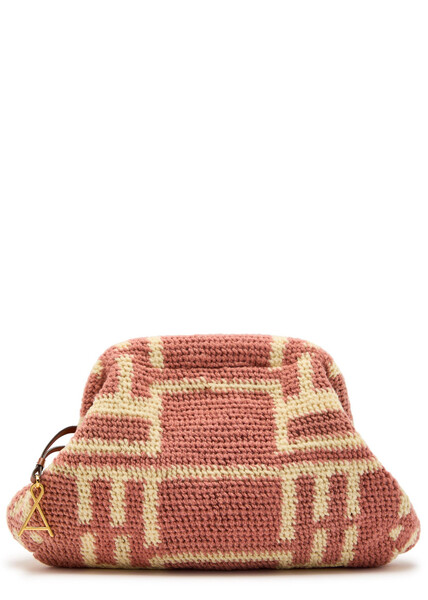  Among Equals Bilum Patterned Wool-blend Clutch - Pink And White - One Size 