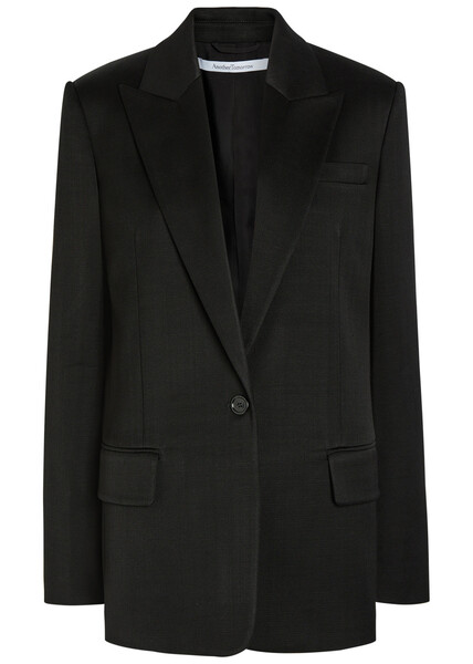  Another Tomorrow Oversized Twill Blazer - Black - 42 (uk10 / S) 