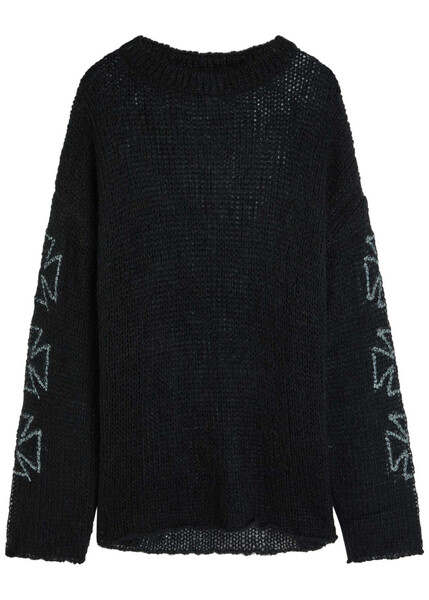  Askyurself Cross Open-knit Jumper - Black - S 
