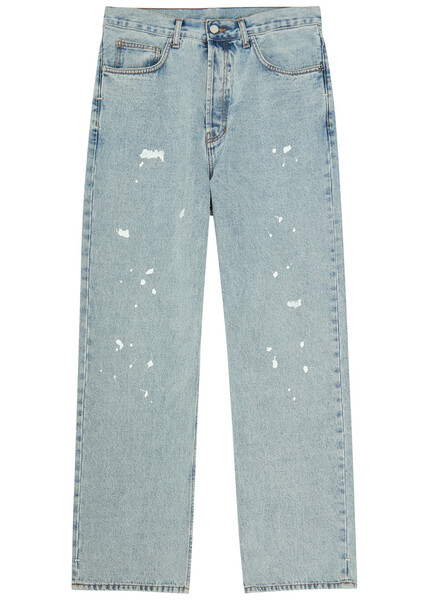  Askyurself Paint Splatter Straight-leg Denim Jeans - Blue - 36 (w36 / Xl) 