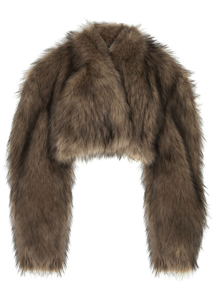  A.w.a.k.e Mode Cropped Faux-fur Jacket - Brown - L (uk14 / L) 