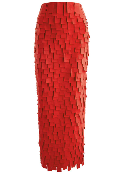  A.w.a.k.e Mode Laser-cut Fringed Maxi Skirt - Red - 12 (uk12 / M) 