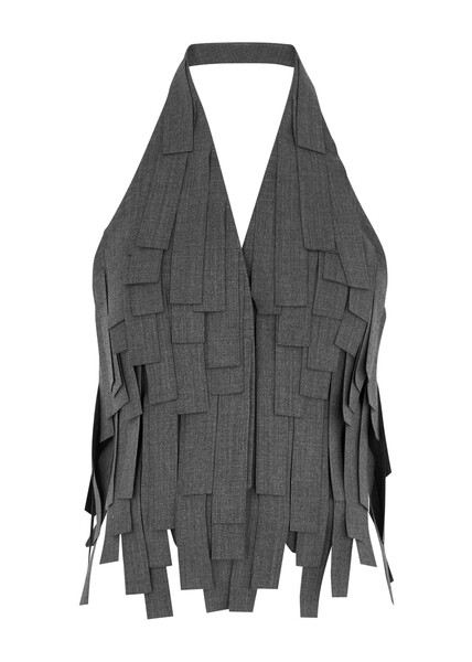  A.w.a.k.e Mode Laser-cut Fringed Vest - Grey - 42 (uk14 / L) 