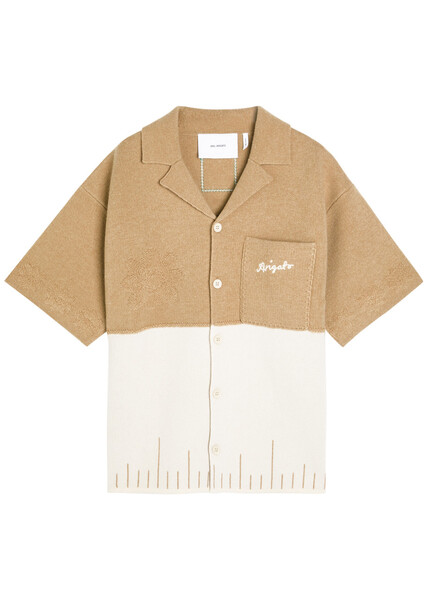  Axel Arigato Pier Textured Logo-embroidered Wool Shirt - Beige - S 
