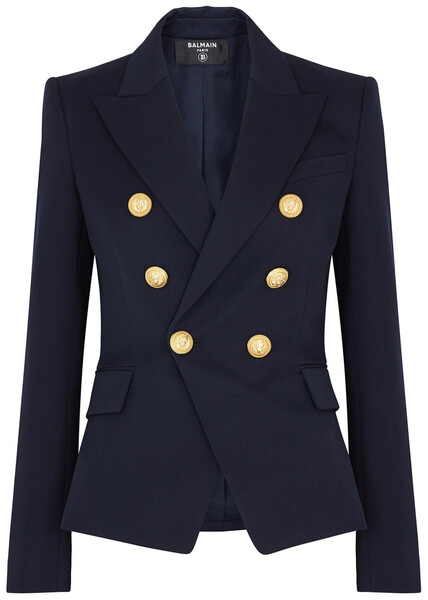  Balmain Double-breasted Wool Blazer - Navy - 10 