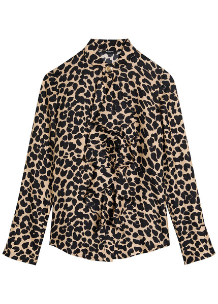  Balmain Leopard-print Silk Blouse - Multi Animal - 42 (uk14 / L) 