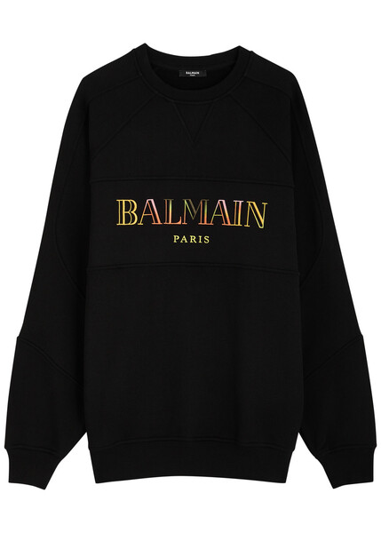  Balmain Logo-embroidered Cotton Sweatshirt - Black - M 