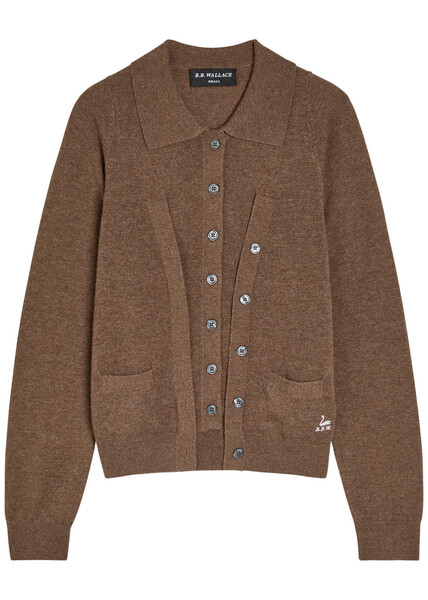  B.b. Wallace Kruger Layered-effect Wool-blend Cardigan - Khaki - S (uk8-10 / S) 