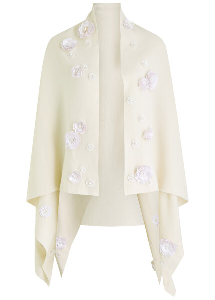  Bernadette Shirene Embroidered Cashmere-blend Shawl - Ivory - M (uk12 / M) 