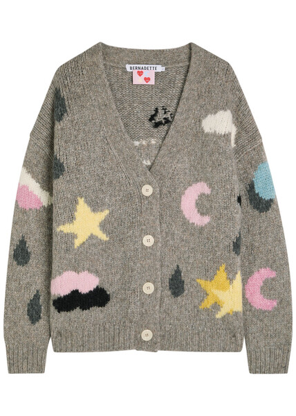  Bernadette Stormy Graphic Intarsia Alpaca-blend Cardigan - Grey - Xs (uk6 / Xs) 