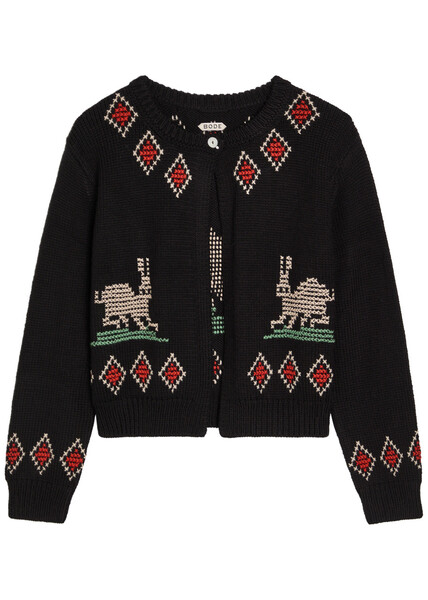  Bode Bunny Embroidered Wool Cardigan - Black - S (uk8-10 / S) 