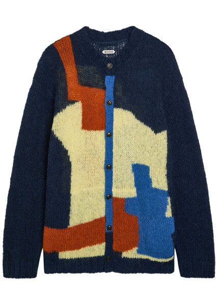  Bode Chapeau Colour-blocked Brushed Alpaca-blend Cardigan - Multicoloured 1 - M 