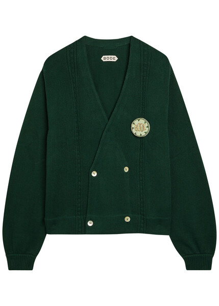  Bode Double-breasted Cotton Cardigan - Dark Green - S 