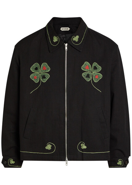  Bode Lucky Draw Embroidered Twill Jacket - Black - S 