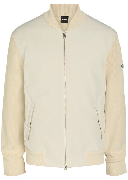  Boss Quilted Knit Cotton And Shell Jacket - Beige - L 