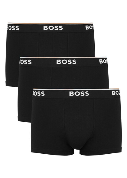 Boss Stretch-cotton Boxer Trunks - Set Of Three - Black - S 