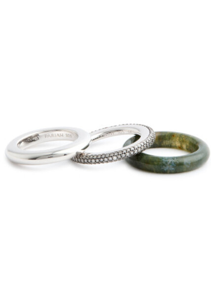  By Pariah Aurea Stack Rings - Set Of Three - Silver 