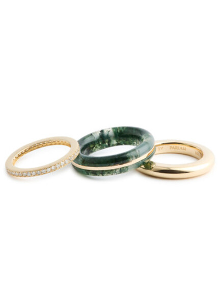  By Pariah Classic Stack Rings - Set Of Three - Green 