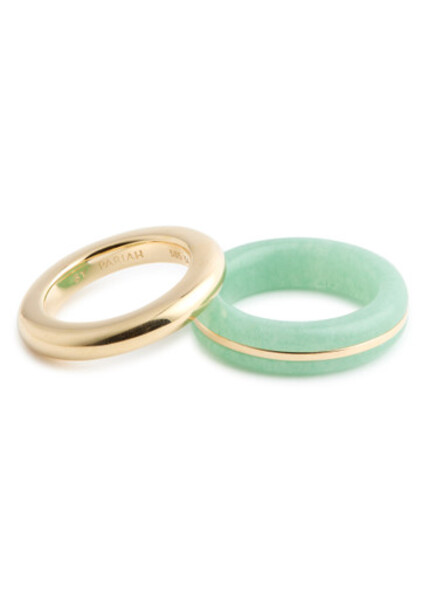  By Pariah Essential Rings - Set Of Two - Green 