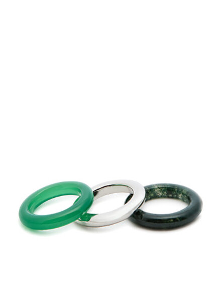  By Pariah Stone Trilogy Stack Rings - Set Of Three - Green 
