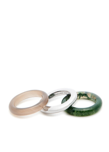  By Pariah Stone Trilogy Stack Rings - Set Of Three - Grey 