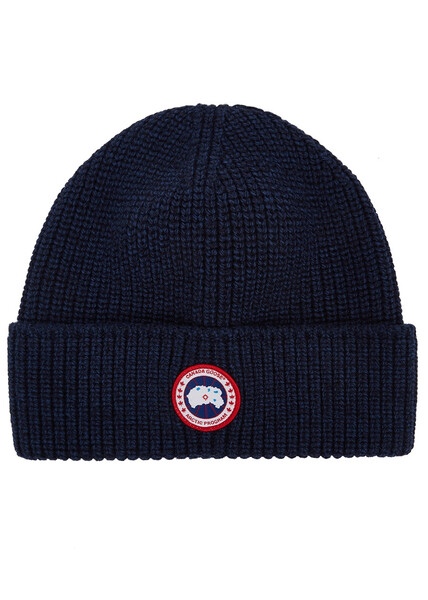  Canada Goose Arctic Disc Toque Navy Wool Beanie 