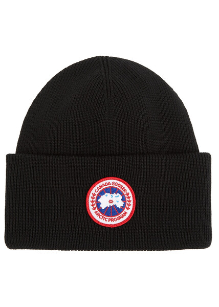  Canada Goose Kids Arctic Disc Logo Wool Beanie - Black 
