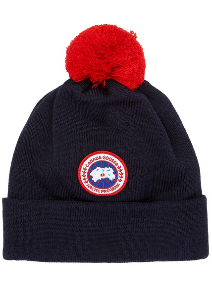  Canada Goose Kids Pompom Wool Beanie - Blue 