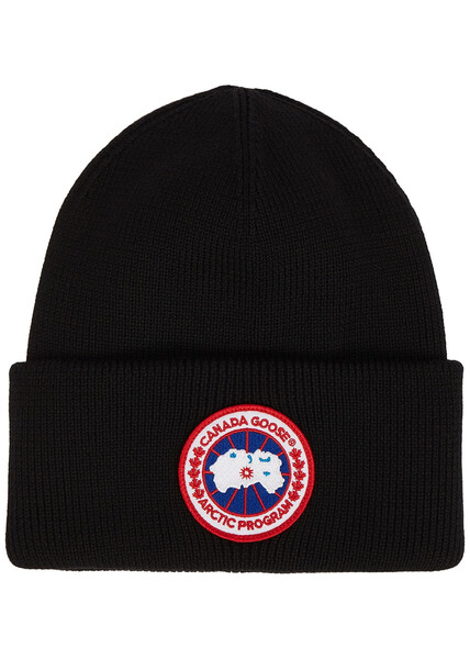  Canada Goose Logo Wool Beanie - Black 
